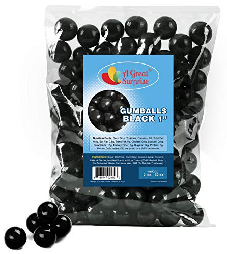 Black Gumballs for Candy Buffet  Apx 120 Gumballs  2 Pounds  Gumballs 1 Inch  Black Candy  Bulk Candy