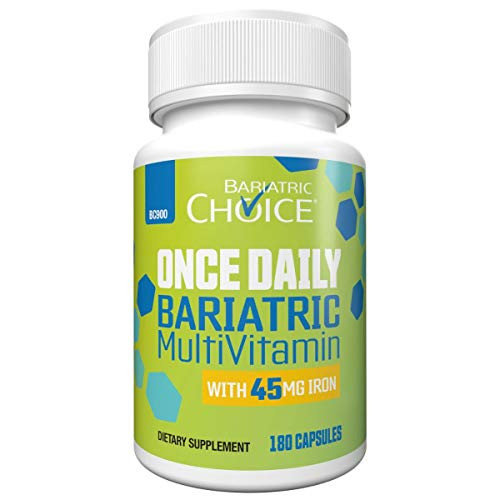Bariatric Choice Once Daily Bariatric Multivitamin Capsule with 45 mg of Iron 180 Count Bariatric Vitamin Supplement for Post Bariatric Surgery Gastric Bypass Patients