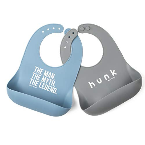 Bella Tunno 2Piece Pack The Man  Hunk Wonder Bib Set BlueGrey