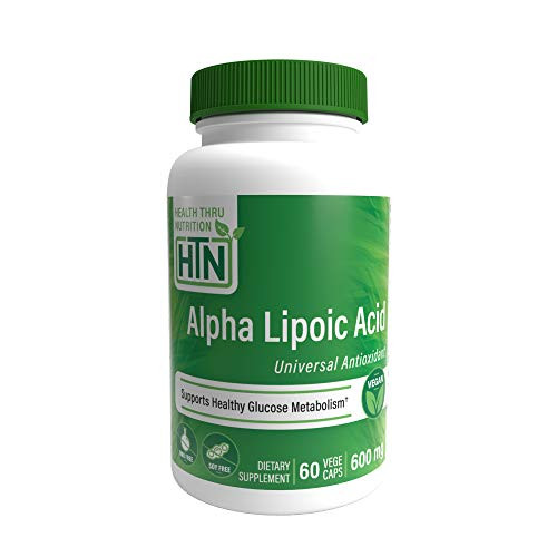 Alpha Lipoic Acid ALA 600mg 60 Vegecaps  Vegan NonGMO Gluten Free Hypoallergenic and Free from Common excipients Such as Magnesium Stearate and Silica by Health Thru Nutrition