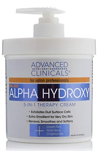 Advanced Clinicals Alpha Hydroxy Acid Cream for face and body 16oz antiaging cream with Alpha Hydroxy Acid for wrinkles fine lines dry skin 16oz