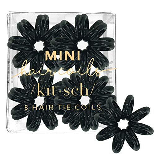 Kitsch Mini Spiral Hair ties Coil Hair Ties Phone Cord Hair Ties Hair Coils  8 Pcs Black