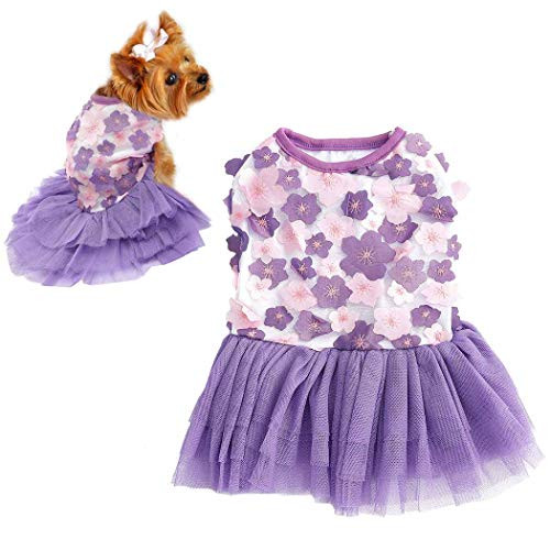 Petea Dog Dress Flower Tutu Gauze Skirt Cute Puppy Party Costumes Princess Dress Birthday Pet Apparel Clothes for Dogs and Cats S Purple Petea Dog Dress Flower Tutu Gauze Skirt Cute Puppy Party Costumes Princess Dress Birthday Pet Apparel Clothes for Dogs and Cats S Purple