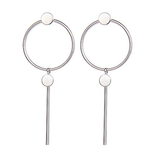 Dangle Bar Earrings for Women  Minimalist Long Drop Geometric Hoop Line Bar Earrings Circle Metal Bar Earrings with Gold or Silver Color
