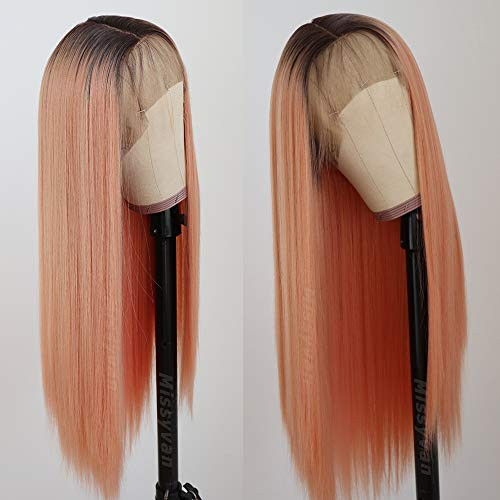 Missyvan Long Straight Hair Peach Color Synthetic Lace Front Wigs Ombre Glueless Heat Resistant Fiber Hair Wigs for Fashion Women Natural Hair Line And Baby Hair Missyvan Long Straight Hair Peach Color Synthetic Lace Front Wigs Ombre Glueless Heat Resistant Fiber Hair Wigs for Fashion Women Natural Hair Line And Baby Hair