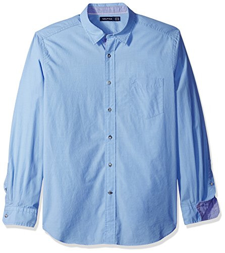 Nautica Mens Long Sleeve Fine Stripe Button Down Shirt Della Robbia Blue Medium