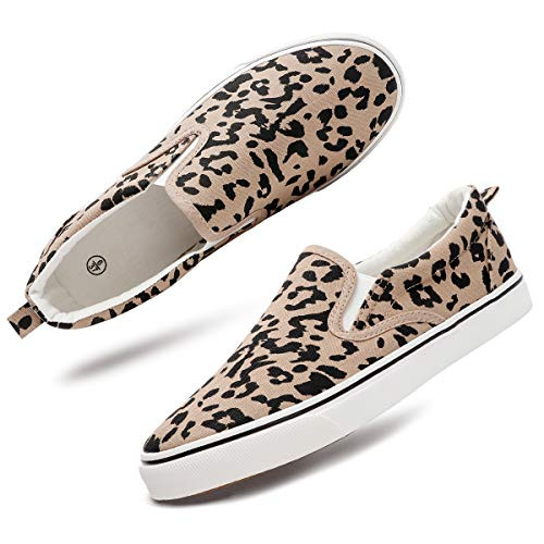 Womens Slip On Shoes Fashion Canvas Sneakers Loafers Casual Shoes Leopard8