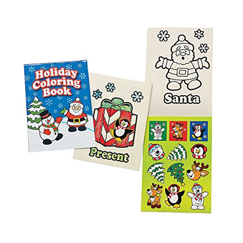 Fun Express - Holiday Coloring Books W/Sticker Sheets for Christmas - Stationery - Activity Books - Activity Books - Christmas - 24 Pieces