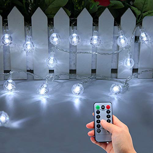 Lezoey Battery Operated String Lights White 33Ft 80 Led Bulb Battery Powered Fairy Lights with Remote for Indoor Outdoor Patio Christmas Decorative Lights