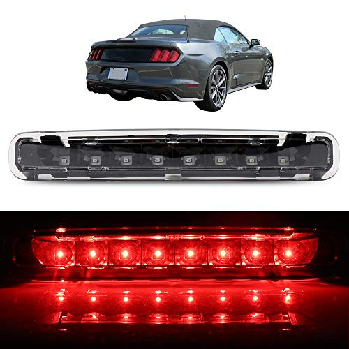 LUJUNTEC Replacement fit for 0509 Ford Mustang BlackClear LED Smoke Lens High Mount LED 3rd Tail BrakeCArgo Light