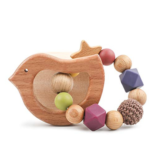 lets make Wooden Teething Bracelet for Baby Food Grade Olive Oil Wooden Teething Ring Newborn Shower Gift
