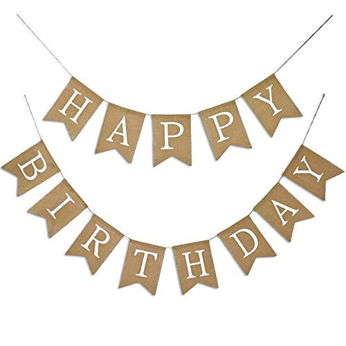 Happy Birthday Burlap Bunting Banner Garland Flags for Birthday Party Decorations Happy Birthday Burlap Bunting Banner Garland Flags for Birthday Party Decorations