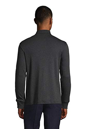Lands End Mens Long Sleeve Supima Polo Dark Charcoal Heather Regular XXLarge