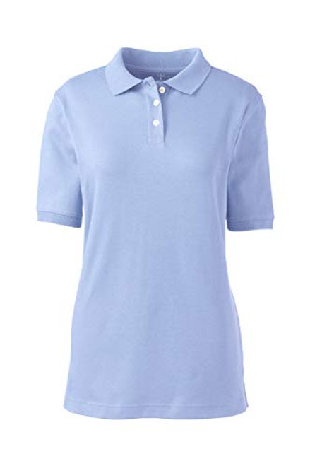 Lands End School Uniform Womens Short Sleeve Interlock Polo Shirt Medium Blue