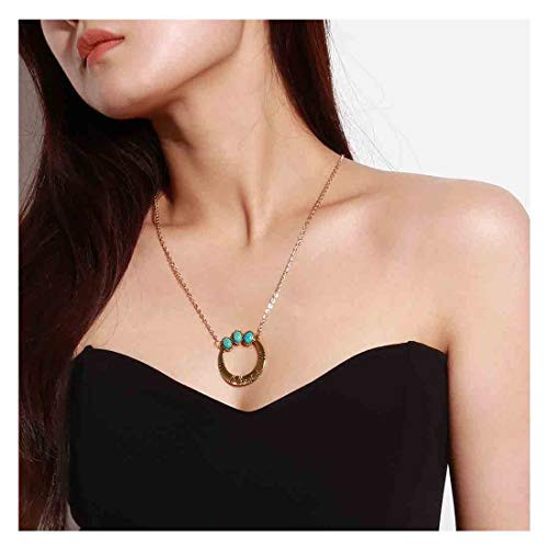 Olbye Turquoise Pendant Necklace Boho 