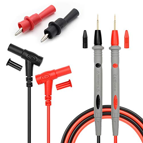 Silicone Multimeter Test Leads Kit Precision Sharp Probe Test Lead 1000V 20A GoldPlated Probe Leads with Alligator Clips Banana Test Lead Probe Clip Suitable for Most of Digital Multimeter