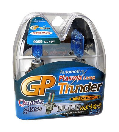 GP Thunder 9005 HB3 7500K 65W Xenon White Quartz Glass Bulbs for Fog Light -High Beam - Low Beam SGP75K-05