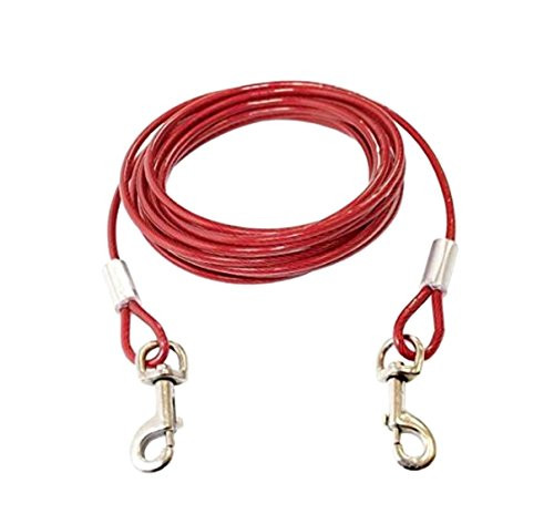 20 Feet Long Dog Leash  HeavyDuty TieOut Chain Cable Suitable For Dogs Up To 60lbs  Dog House Dog Training Pet Supplies  Accessories Chrome Plated Anti Rust Stake 20 FOOT Dog TieOut cable