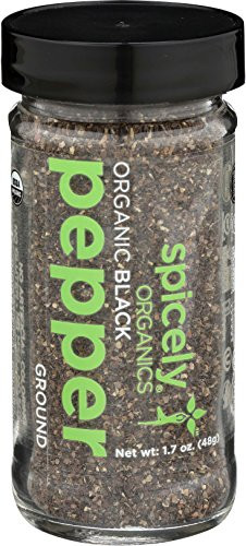 Spicely Organic Peppercorn Black Crushed 28 Mesh  Glass Jar  Gluten Free  Non Gmo  Vegan  Kosher