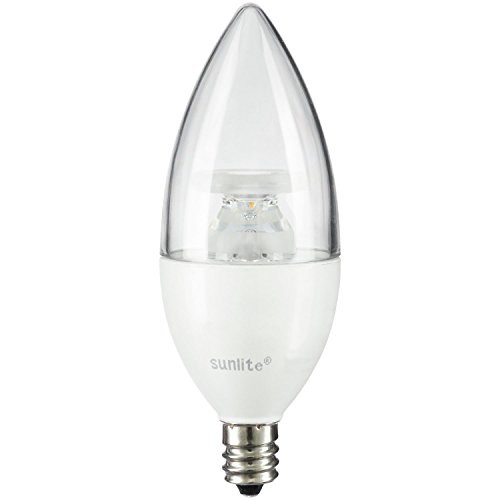 Sunlite CTC/LED/7W/E12/CL/D/ES/27K 2700K LED Torpedo Tip Chandelier 7W, 60W Equivalent Light Bulb with Candelabra E12 Base, Soft White