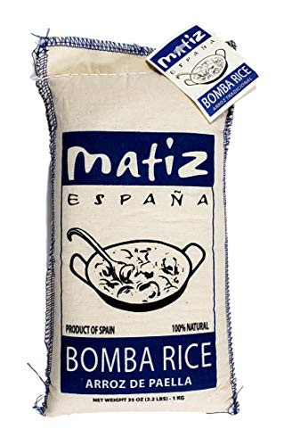 Matiz España Bomba Paella Rice from Spain 22 lbs Firm Natural Spanish Grain  Round Medium Short  Risotto and Arrow Negro  Gluten Free 1 bag