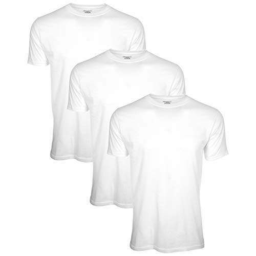 Basic Perspective Mens 100 Cotton Tagless 3Pack Crew Neck TShirt White