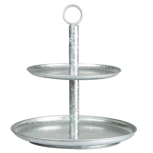 Galvanized Two Tier Serving Stand  2 Tiered Metal Tray Platter for Cake Dessert Shrimp Appetizers  More