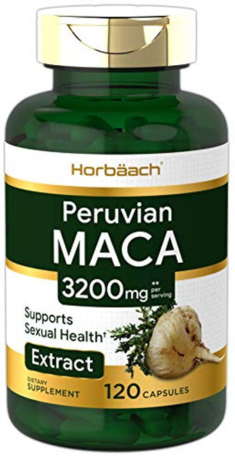 Maca Root Capsules 3200 mg  120 Pills  Peruvian Maca Extract for Men and Women  NonGMO Gluten Free  by Horbaach