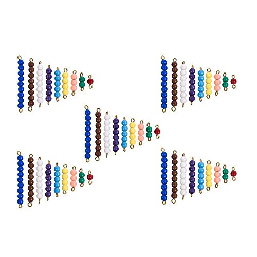 Montessori Math Materials 5 Sets of Colored Bead Stairs 1-9 for Early Preschool Learning Toy