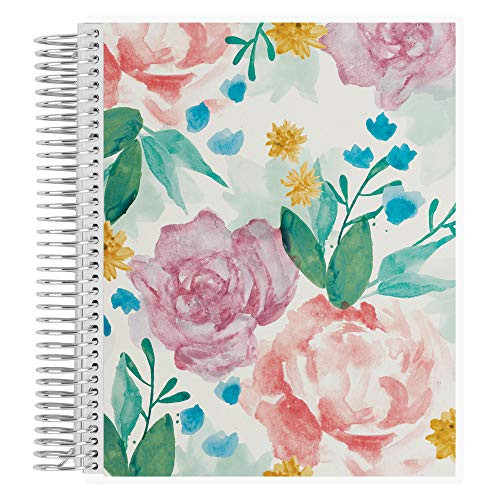 Erin Condren Coiled Notebook College Ruled Layout  Watercolor Blooms Designer Interchangeable Cover College Ruled Lined Paper Measures 7x 9 Boost Productivity Durable Pretty Organize