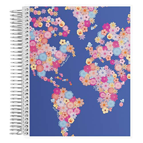 Erin Condren Coiled Notebook Productivity Layout  Global Garden Iris Designer Interchangeable Cover Lined Paper with to Do List Measures 7x 9 Boost Productivity Durable Pretty Cute