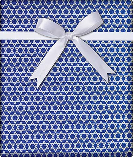 Star of David Holographic Hanukkah Gift Wrapping Paper Flat Sheet  24 x 6