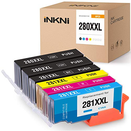 INKNI Compatible Ink Cartridge Replacement for Canon 280XXL PGI280XXL 281XXL CLI281XXL PGI 280XXL CLI 281XXL for PIXMA TR8520 TS9120 TR7520 TS6120 TS8220 TS6320 TS8120 TS6220 TS8320 TS9520 6Pack