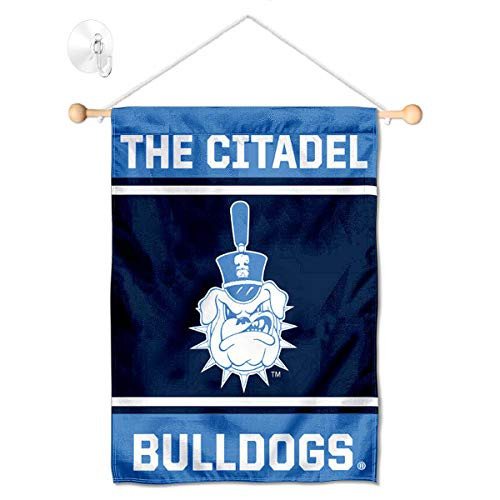 College Flags  Banners Co Citadel Bulldogs Window Wall Banner Hanging Flag with Suction Cup