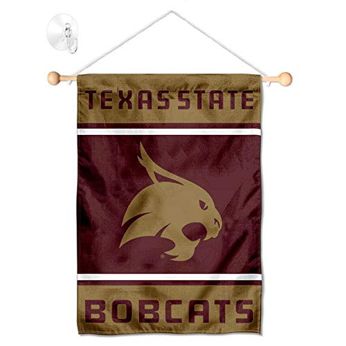College Flags  Banners Co Texas State Bobcats Window Wall Banner Hanging Flag with Suction Cup