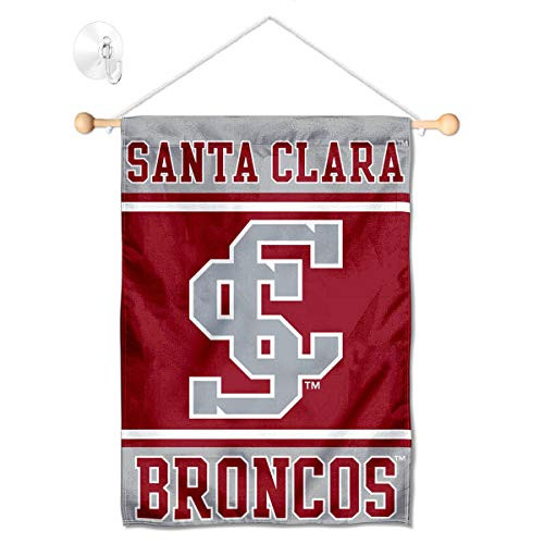 College Flags  Banners Co Santa Clara Broncos Window Wall Banner Hanging Flag with Suction Cup