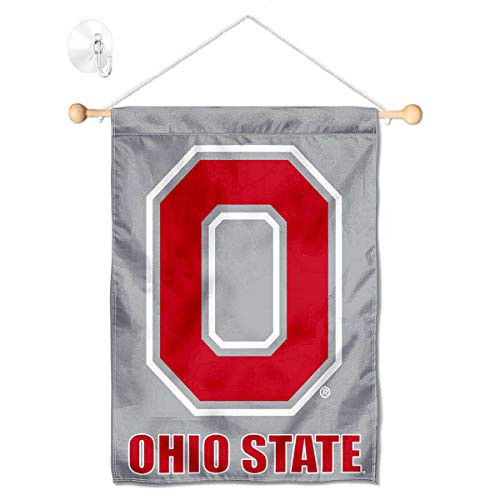 College Flags  Banners Co Ohio State Buckeyes Block O Gray Banner for Windows Doors and Walls