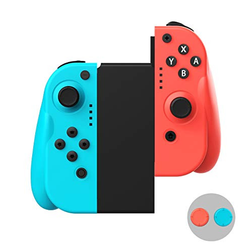 TiMOVO Wireless Joy Con Controller for Nintendo Switch Comfortable Hand Grip Joy Pad Controller Gamepad Remote Replacement of Joy Con Controller  Red  Blue