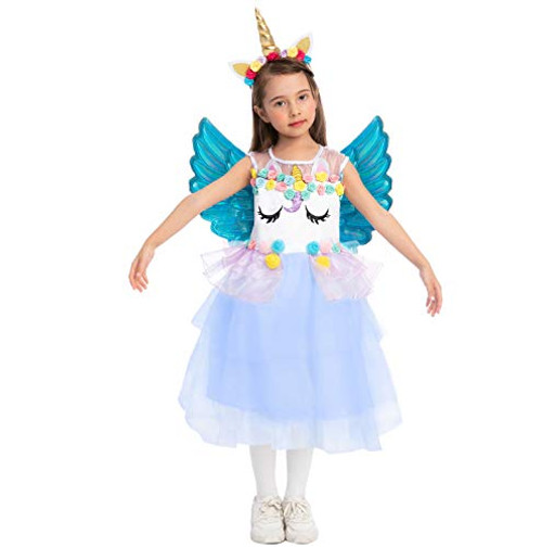 Child Girl Sweet Unicorn Princess Dress Costume Medium 810 yr Blue Child Girl Sweet Unicorn Princess Dress Costume Medium 810 yr Blue