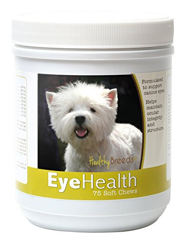 Healthy Breeds  Dog Eye Care Support for West Highland White Terrier  Over 80 Breeds  Soft Chew Supplement  75 Count