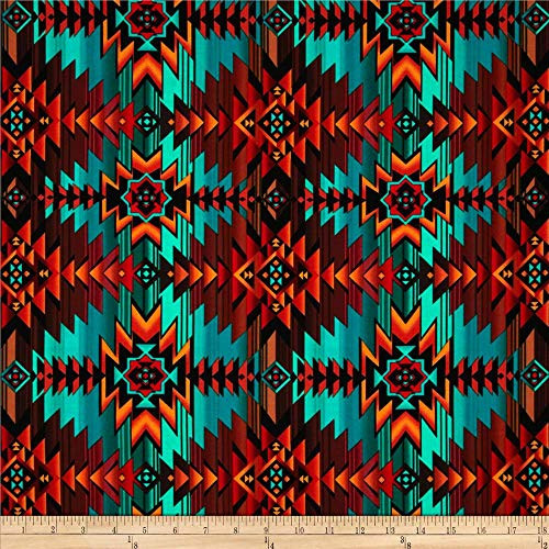 Timeless Treasures Southwest Blanket Yard Turquoise