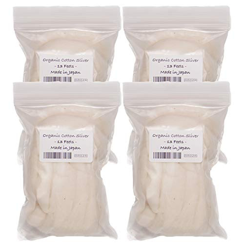 Japanese Organic Cotton Sliver 13 Feets 100 Organic Unbleached Made in Japan 4 Packs