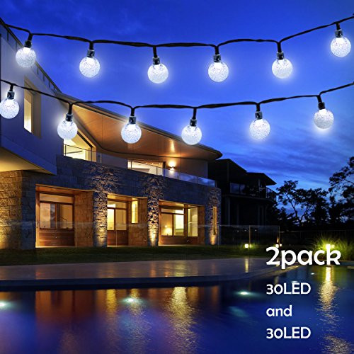 Lalapao Globe String Lights 2 Pack Solar Powered Outdoor Lights 30 LED 19.7ft Crystal Ball Fairy String Light for Christmas Xmas Tree Garden Path Patio Home Lawn Holiday Wedding Decor Party (White) Lalapao Globe String Lights 2 Pack Solar Powered Outdoor Lights 30 LED 19.7ft Crystal Ball Fairy String Light for Christmas Xmas Tree Garden Path Patio Home Lawn Holiday Wedding Decor Party (White)