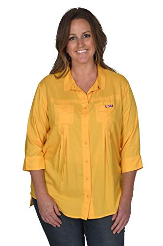 UG Apparel NCAA LSU Tigers Front Pleat ButtonUp Gold Large