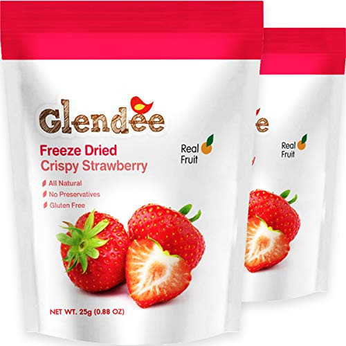 Freeze Dried Strawberry Crispy Strawberry 100 Real Fruit Snack Crunchy  Naturally Whole Dried Strawberry Healthy Snacks for Kids and Adults 2 x 088 Oz Packs
