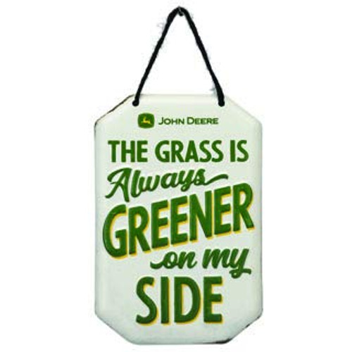 Open Road Brands Grass is Greener On My Side John Deere Hanging Metal Sign Open Road Brands Grass is Greener On My Side John Deere Hanging Metal Sign