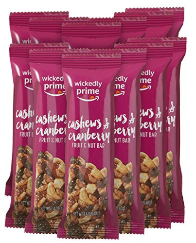 Wickedly Prime Fruit  Nut Bar Cashews  Cranberry Gluten Free Kosher 14 Ounce Pack of 12