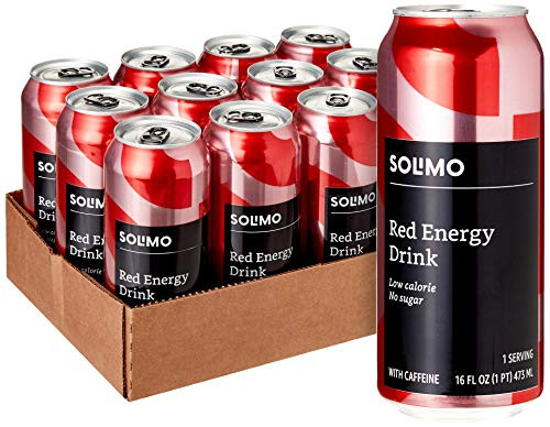 Amazon Brand  Solimo Red Energy Drink Sugar Free 16 Fluid Ounce Pack of 12
