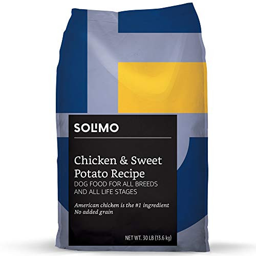 Amazon Brand  Solimo UltraPremium Dry Dog Food No Added Grain Chicken  Sweet Potato Recipe 30 Lb Bag