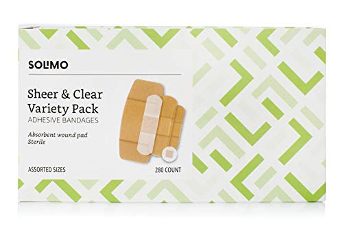 Amazon Brand Solimo Adhesive Bandage Variety Pack Sheer and Clear Bandages Assorted Sizes 280 Count Amazon Brand Solimo Adhesive Bandage Variety Pack Sheer and Clear Bandages Assorted Sizes 280 Count